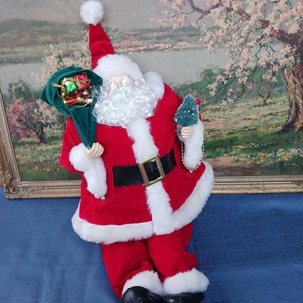 Vintage Santa 22 Inch Shelf Sitting With Gifts
